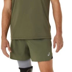 Asics Road 2in1 5" Shorts Men, olive -Pantalons Homme Soldes asics road 2in1 5 shorts men mantle green performance black 4