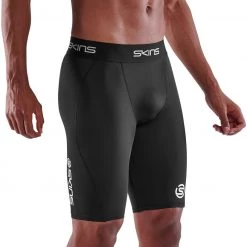 Skins Series-1 Short Collant Homme, noir -Pantalons Homme Soldes skins series 1 half tights men black 3 4